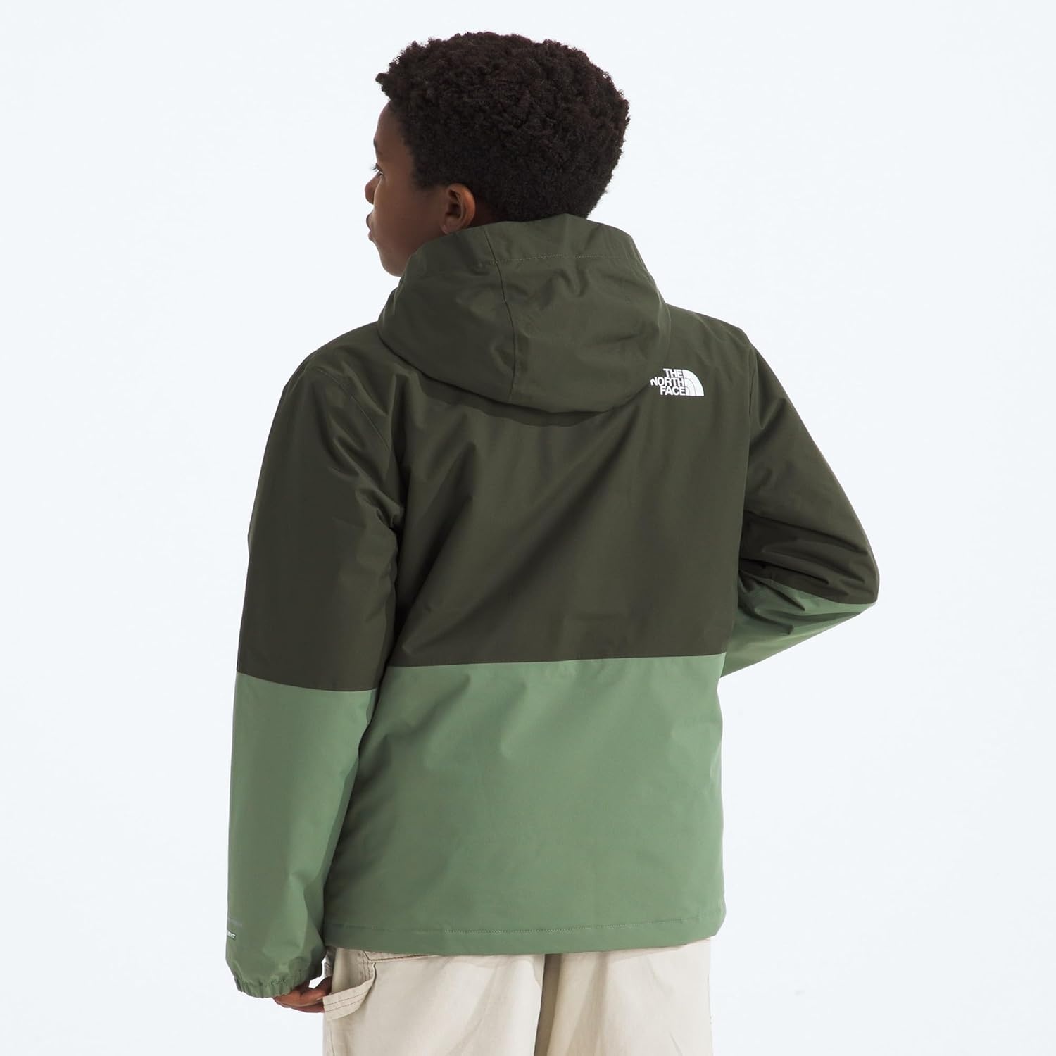 image:imageTHE NORTH FACE Boys Warm Antora Rain Jacket Waterproof Breathable Heatseeker Insulation 3piece Hood Zip PocketsNew Taupe GreenBark Mist