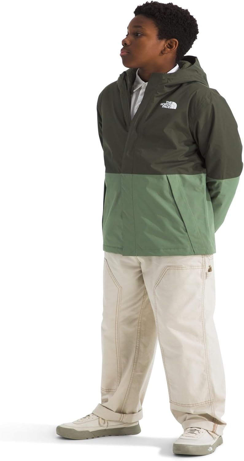 image:imageTHE NORTH FACE Boys Warm Antora Rain Jacket Waterproof Breathable Heatseeker Insulation 3piece Hood Zip PocketsNew Taupe GreenBark Mist