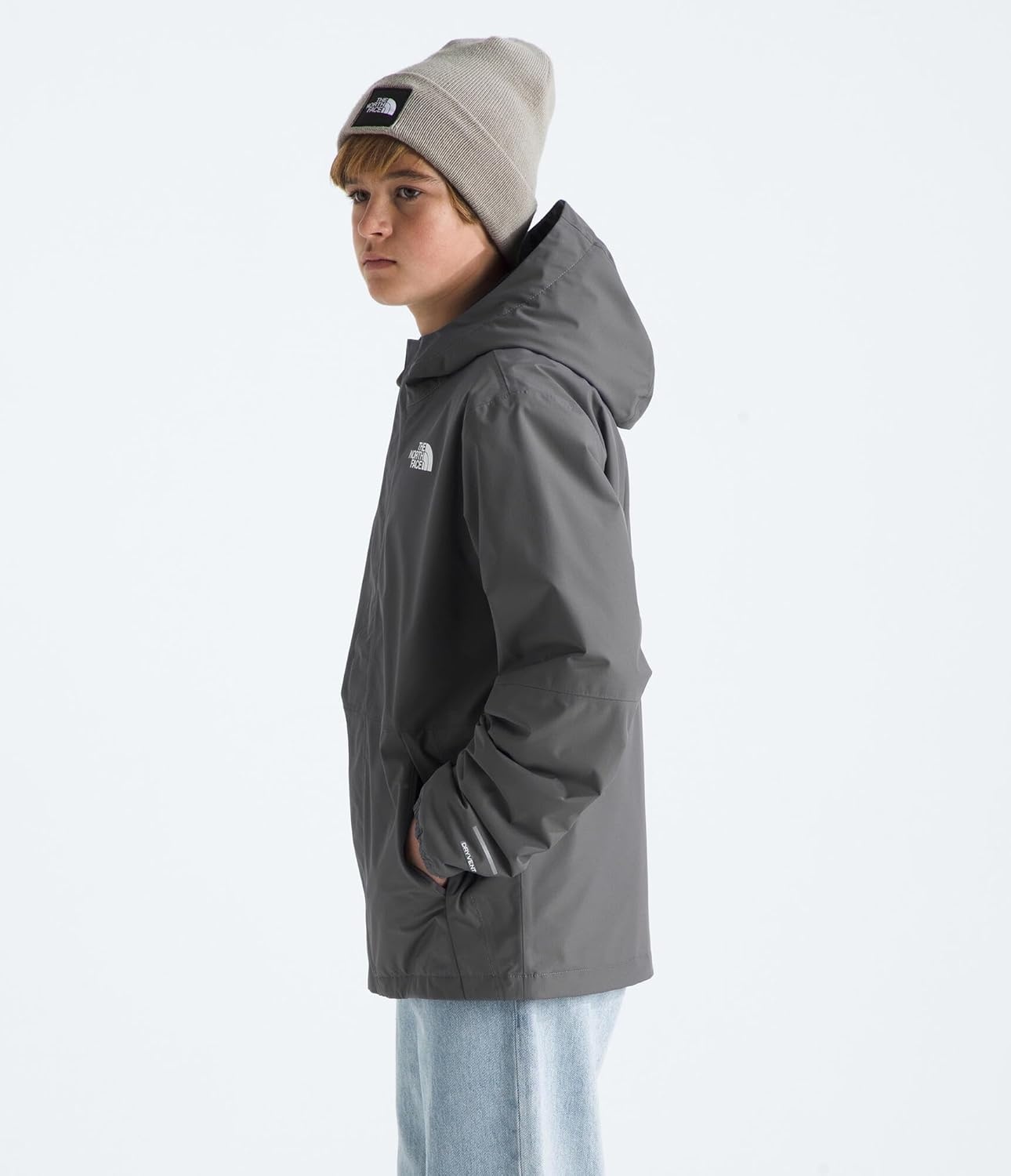 image:imageTHE NORTH FACE Boys Warm Antora Rain Jacket Waterproof Breathable Heatseeker Insulation 3piece Hood Zip PocketsSmoked Pearl