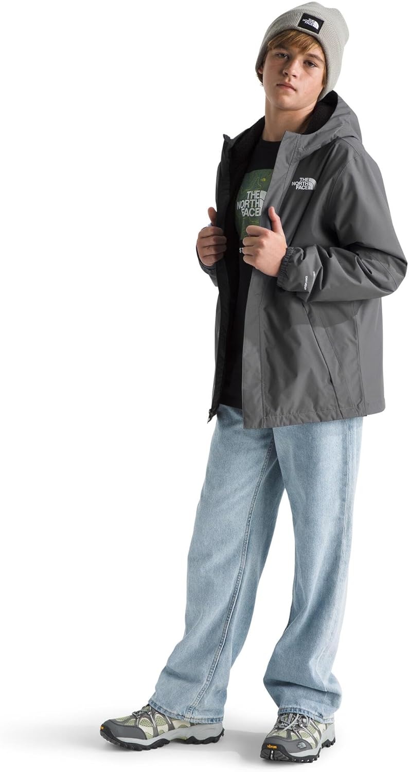 image:imageTHE NORTH FACE Boys Warm Antora Rain Jacket Waterproof Breathable Heatseeker Insulation 3piece Hood Zip PocketsSmoked Pearl