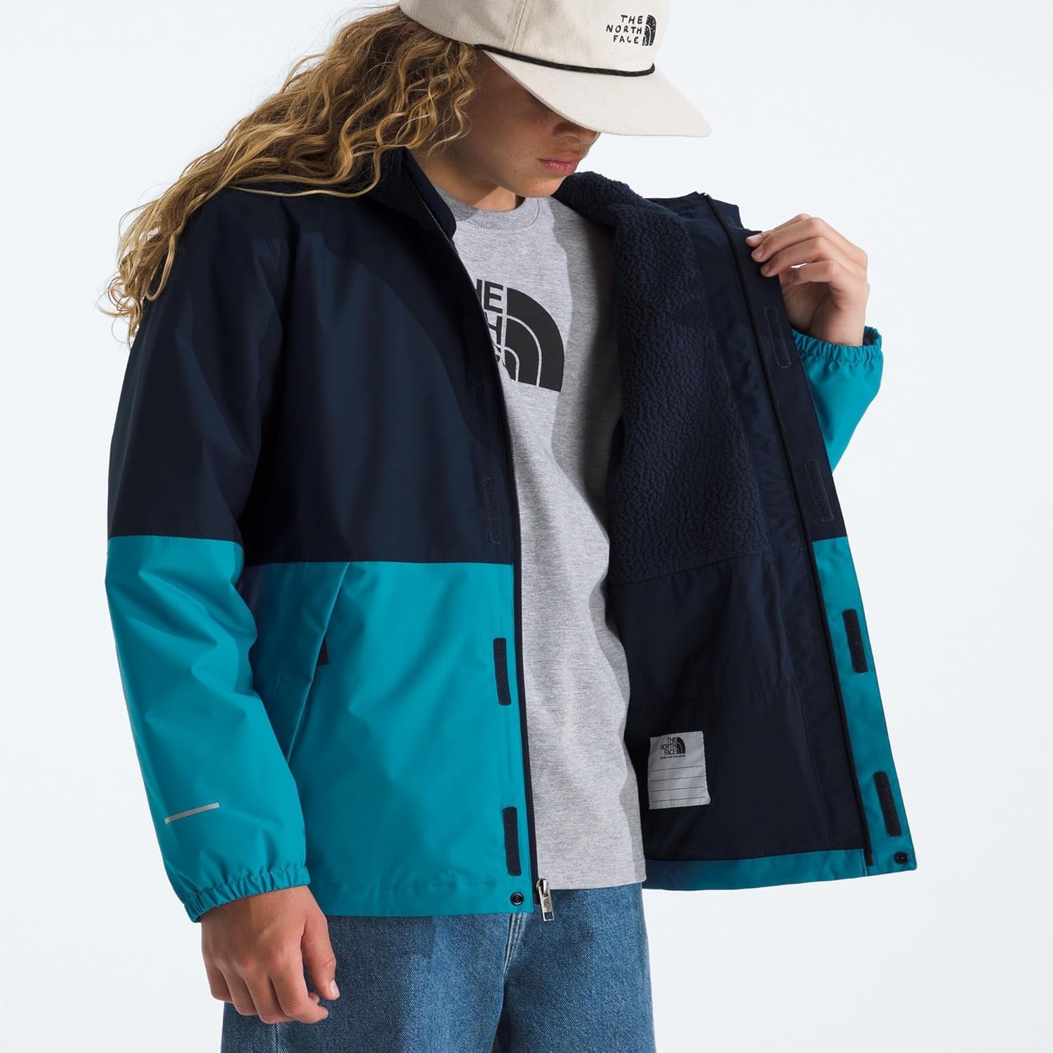image:imageTHE NORTH FACE Boys Warm Antora Rain Jacket Waterproof Breathable Heatseeker Insulation 3piece Hood Zip PocketsSummit NavyDusk Blue