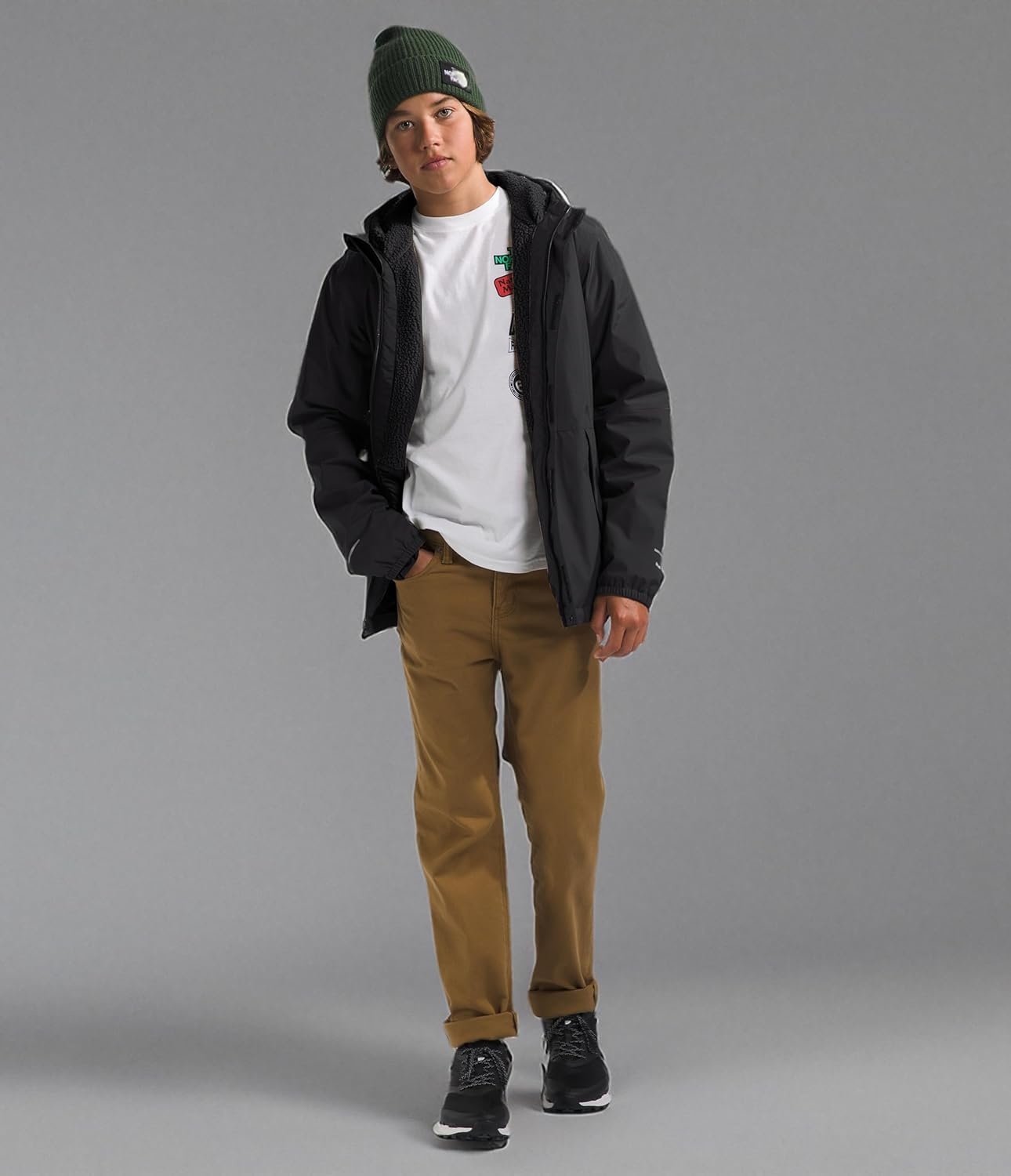 image:imageTHE NORTH FACE Boys Warm Antora Rain Jacket Waterproof Breathable Heatseeker Insulation 3piece Hood Zip PocketsTnf Black