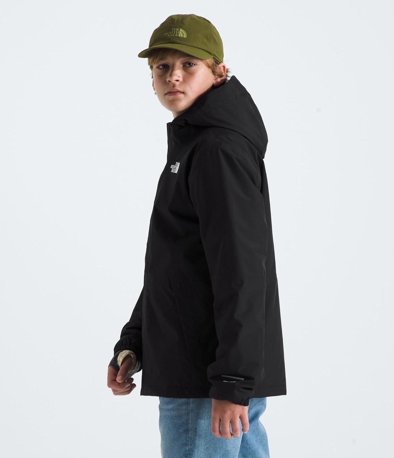 image:imageTHE NORTH FACE Boys Warm Antora Rain Jacket Waterproof Breathable Heatseeker Insulation 3piece Hood Zip PocketsTnf BlackTnf Black