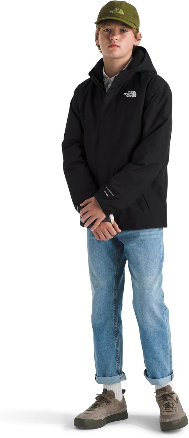 image:imageTHE NORTH FACE Boys Warm Antora Rain Jacket Waterproof Breathable Heatseeker Insulation 3piece Hood Zip PocketsTnf BlackTnf Black