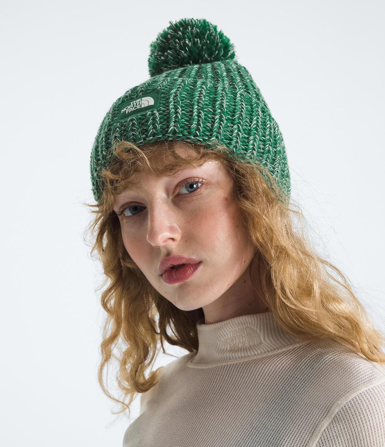 image:imageTHE NORTH FACE Cozy Chunky Cabin Beanie Deep Fit Cuffed Winter Hat for Men amp Women Removable Pom amp Textured Cable DetailEvergreenHunter GreenWhite DuneSlate Moss