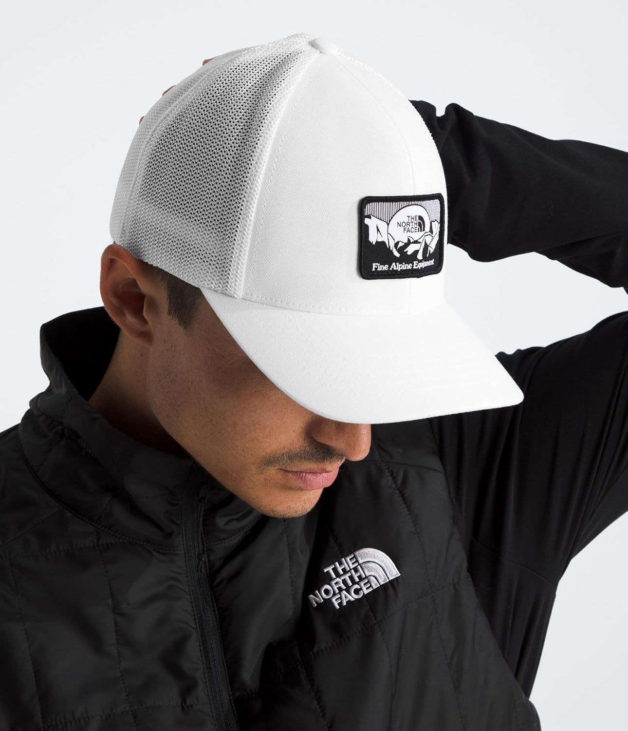 image:imageTHE NORTH FACE Fitted Truckee Trucker Baseball Style Cap for Men amp Women Casual Hat for Golf Cycling amp Everyday WearTnf WhiteMountainscape Patch