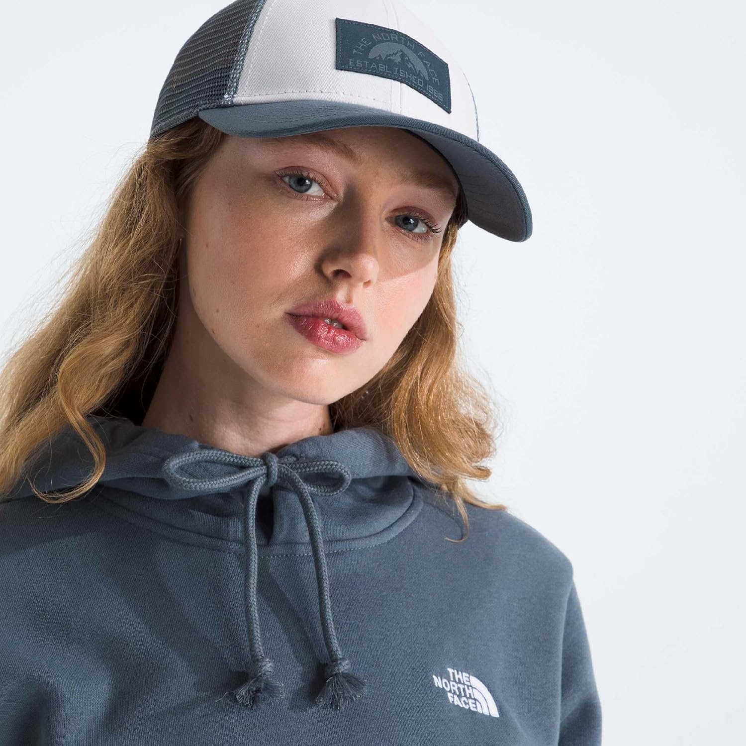 image:imageTHE NORTH FACE Graphic Mudder Trucker Snapback Baseball Cap for Men amp Women Casual Everyday Summer HatGranite GreyTnf WhiteEst 1966 Patch