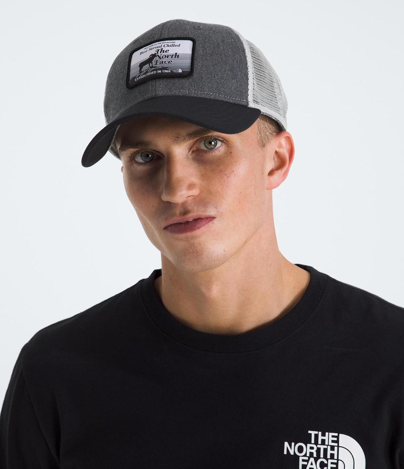 image:imageTHE NORTH FACE Graphic Mudder Trucker Snapback Baseball Cap for Men amp Women Casual Everyday Summer HatTnf Medium Grey HeatherBrew Patch
