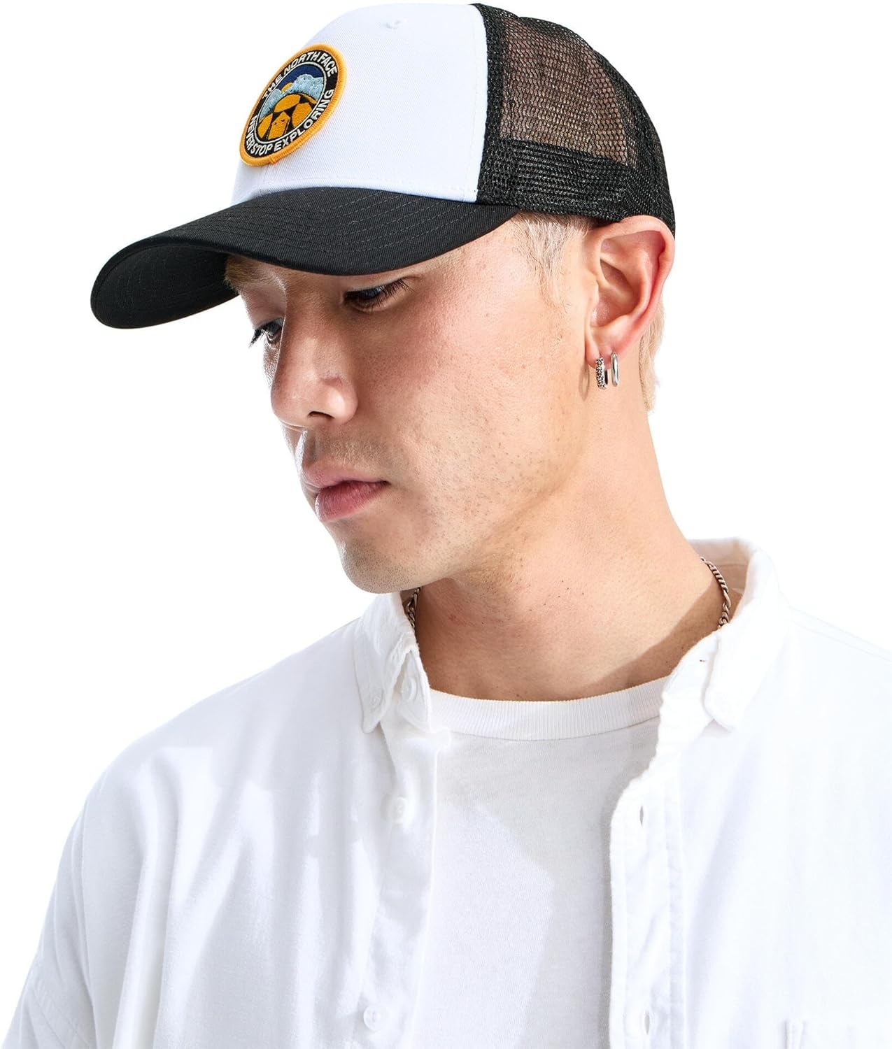 image:imageTHE NORTH FACE Graphic Mudder Trucker Snapback Baseball Cap for Men amp Women Casual Everyday Summer HatTnf WhiteTnf BlackTnf Nse Dome Patch