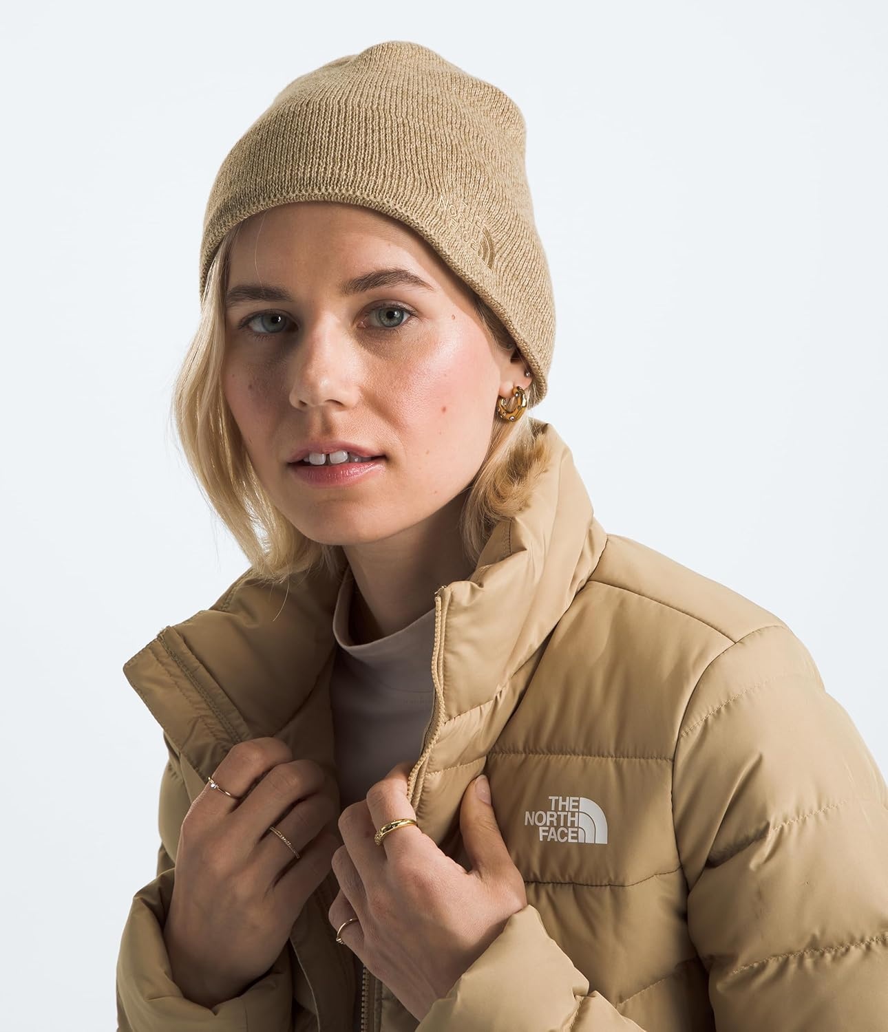 image:imageTHE NORTH FACE Jim Beanie Classic Fit Winter Hat for Men amp Women Warm Fleece Headband amp Embroidered LogoKhaki Stone Heather