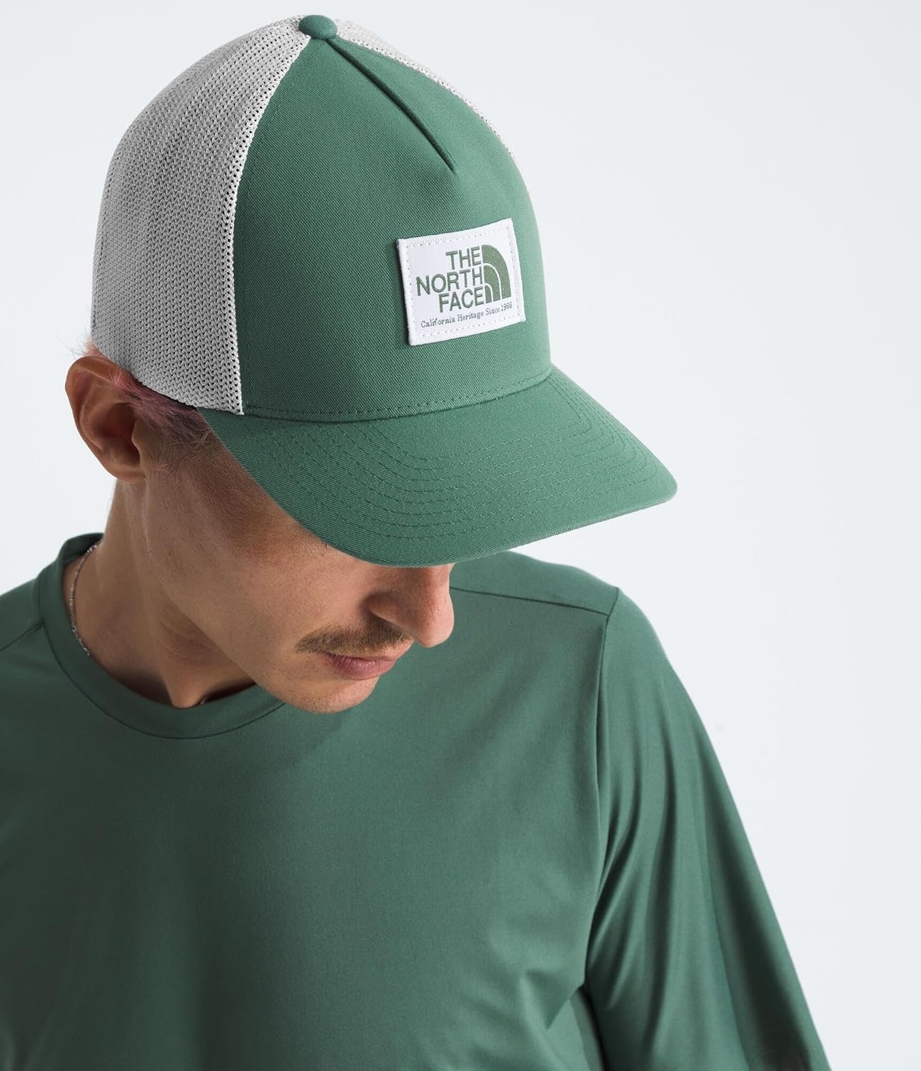 image:imageTHE NORTH FACE Keep It Patched Trucker Deep Fit Snapback Hat for Men amp Women With Breathable Mesh PanelsDuck GreenTnf White