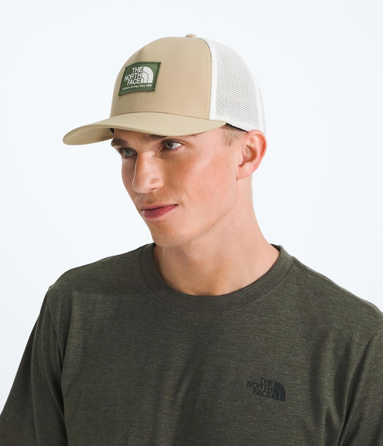 image:imageTHE NORTH FACE Keep It Patched Trucker Deep Fit Snapback Hat for Men amp Women With Breathable Mesh PanelsKhaki StoneBark Mist