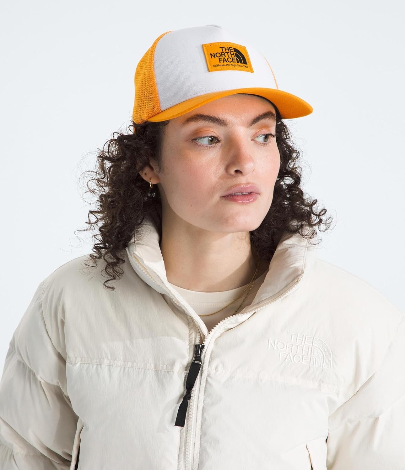 image:imageTHE NORTH FACE Keep It Patched Trucker Deep Fit Snapback Hat for Men amp Women With Breathable Mesh PanelsSummit GoldTnf White