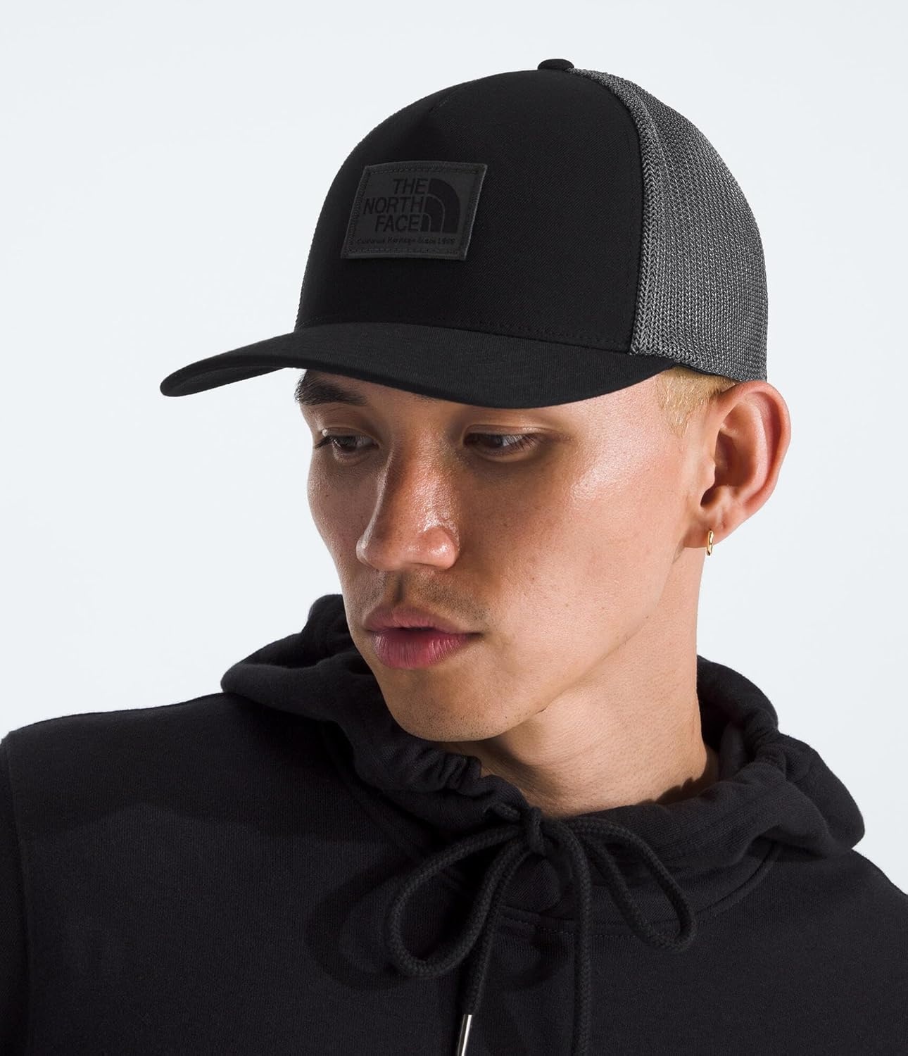 image:imageTHE NORTH FACE Keep It Patched Trucker Deep Fit Snapback Hat for Men amp Women With Breathable Mesh PanelsTnf BlackAsphalt Grey
