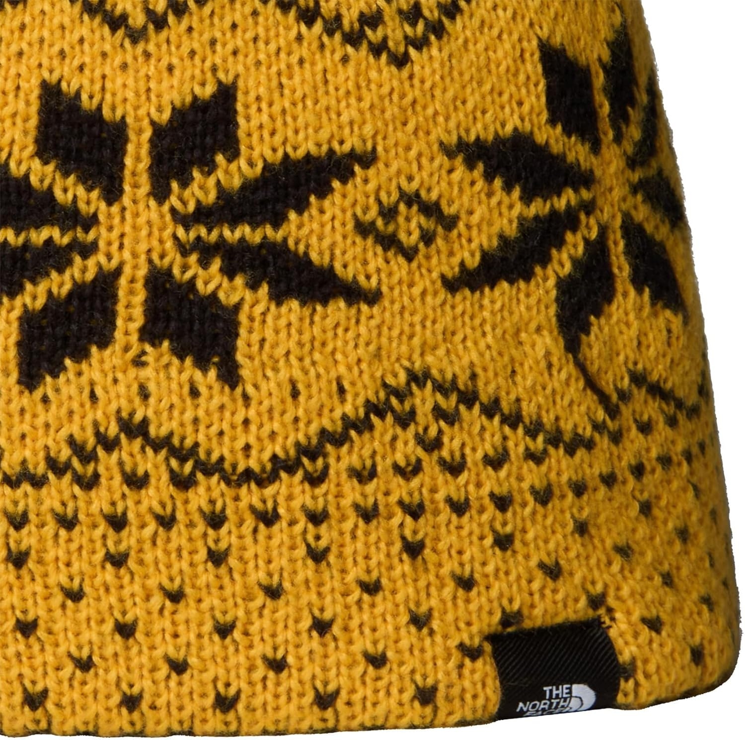 image:imageTHE NORTH FACE Kids Cabin Ski Tuke Winter Hat With Novelty Jacquard Graphic Sustainable Fabric Removable PomSummit Gold Jacquard