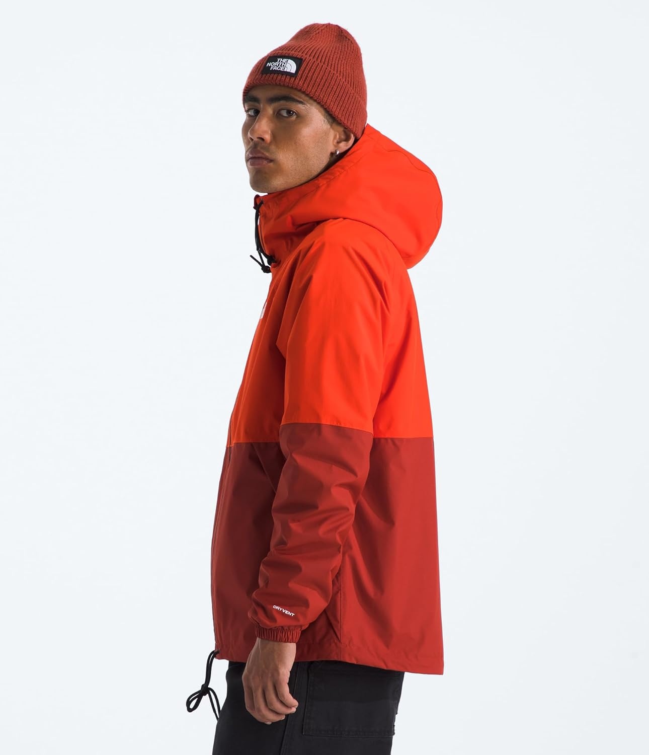 image:imageTHE NORTH FACE Mens Antora Rain Hoodie Windproof amp Waterproof With Adjustable Hood Drawcord HemLava RedIron Clay