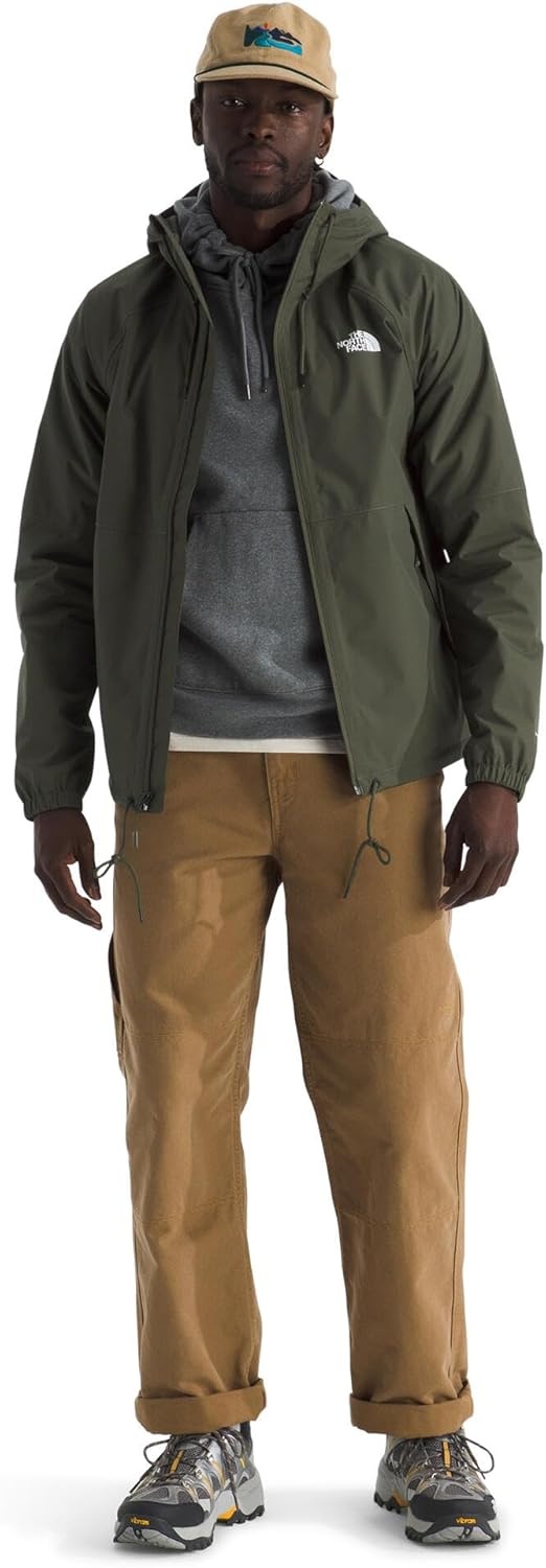 image:imageTHE NORTH FACE Mens Antora Rain Hoodie Windproof amp Waterproof With Adjustable Hood Drawcord HemNew Taupe Green