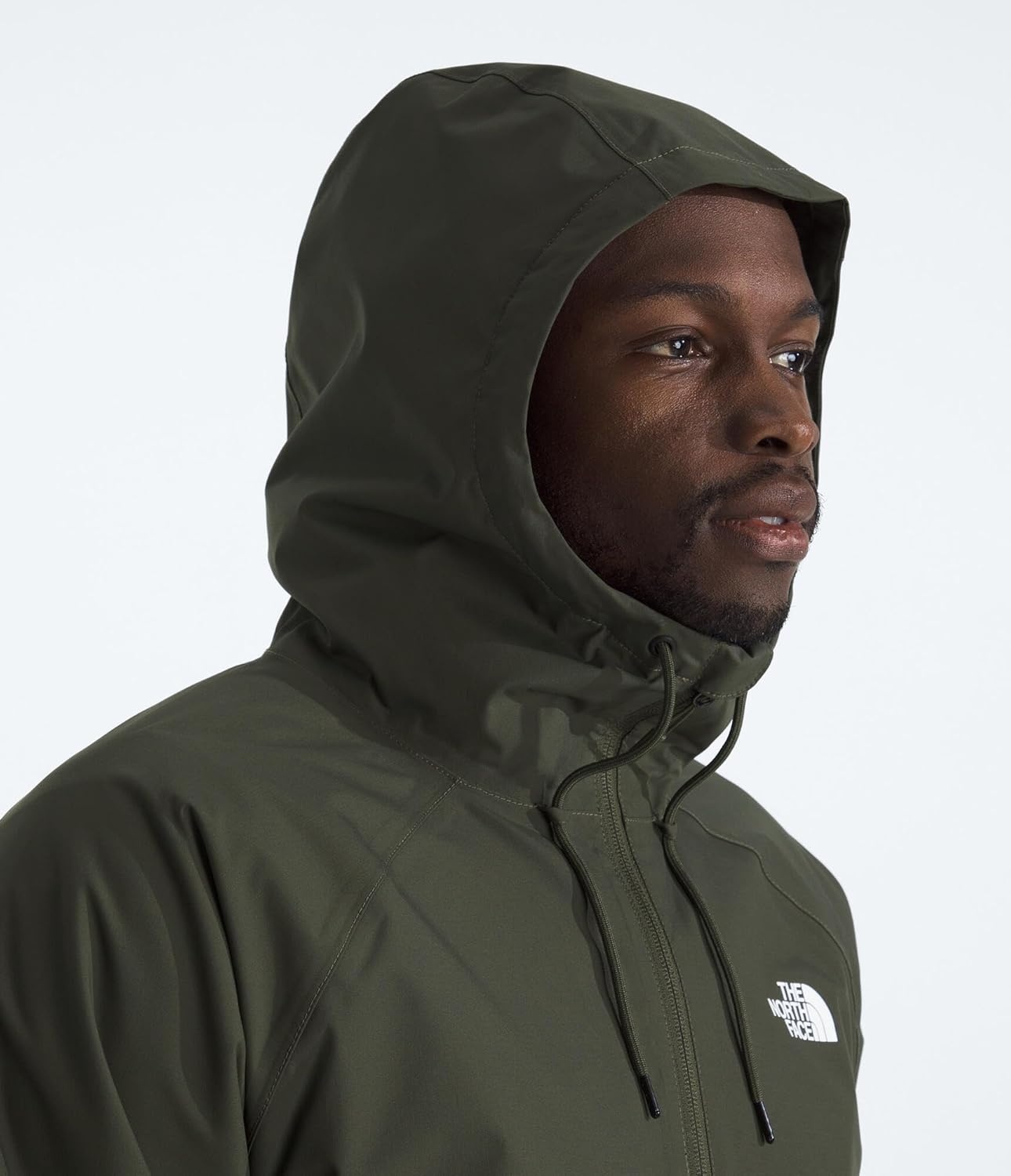 image:imageTHE NORTH FACE Mens Antora Rain Hoodie Windproof amp Waterproof With Adjustable Hood Drawcord HemNew Taupe Green