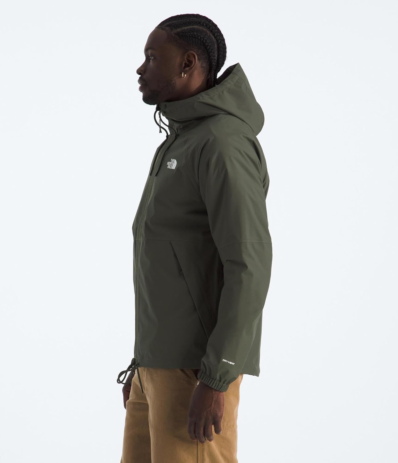 image:imageTHE NORTH FACE Mens Antora Rain Hoodie Windproof amp Waterproof With Adjustable Hood Drawcord HemNew Taupe Green