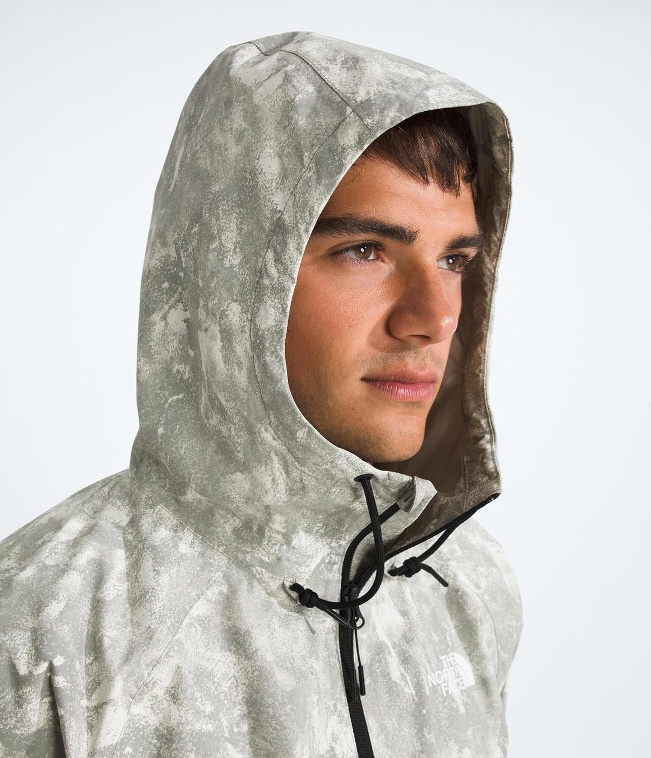 image:imageTHE NORTH FACE Mens Antora Rain Hoodie Windproof amp Waterproof With Adjustable Hood Drawcord HemStone Slab Chalk Texture Print