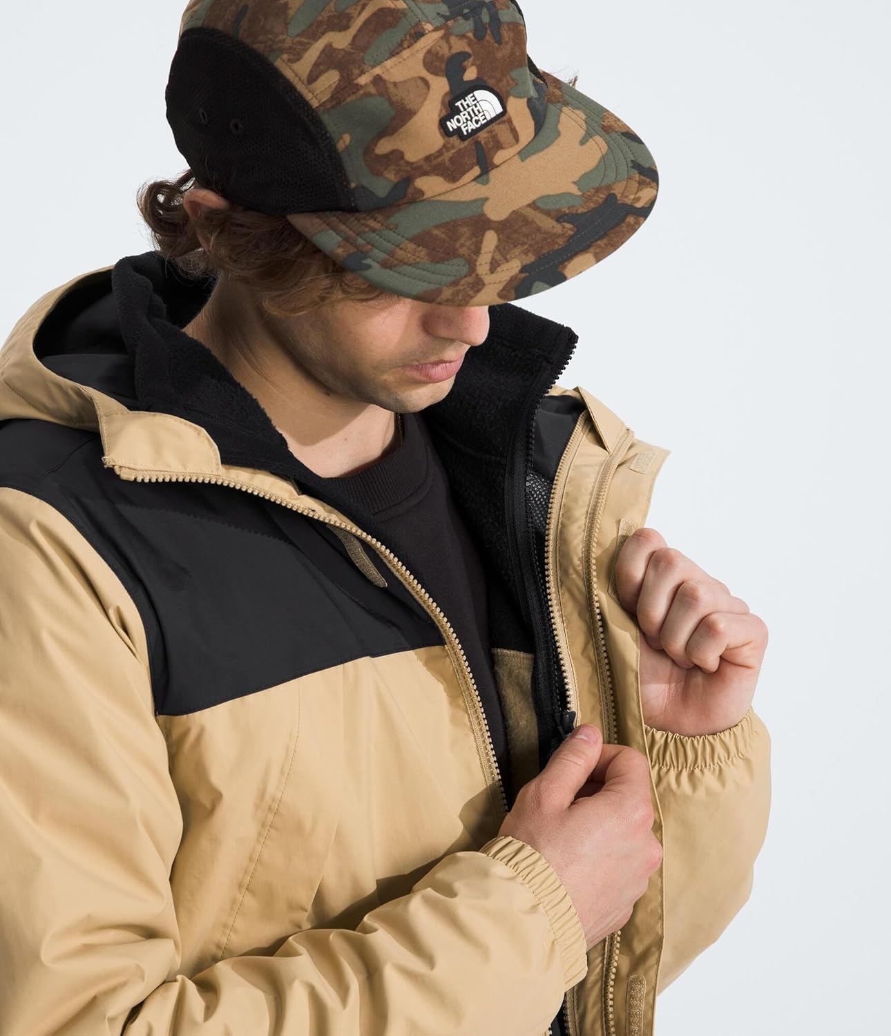 image:imageTHE NORTH FACE Mens Antora Triclimate Jacket Waterproof Shell Warm Inner Fleece Layer Adjustable 3 Piece HoodKhaki StoneTnf Black
