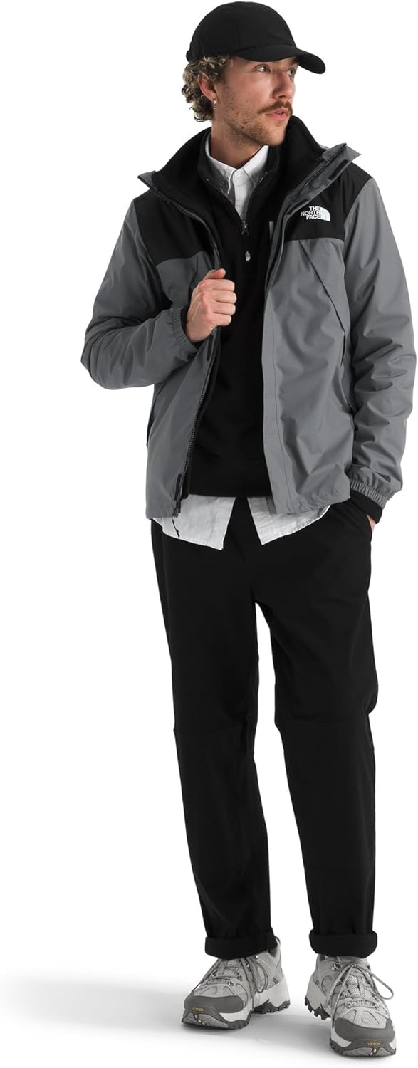 image:imageTHE NORTH FACE Mens Antora Triclimate Jacket Waterproof Shell Warm Inner Fleece Layer Adjustable 3 Piece HoodSmoked PearlTnf Black