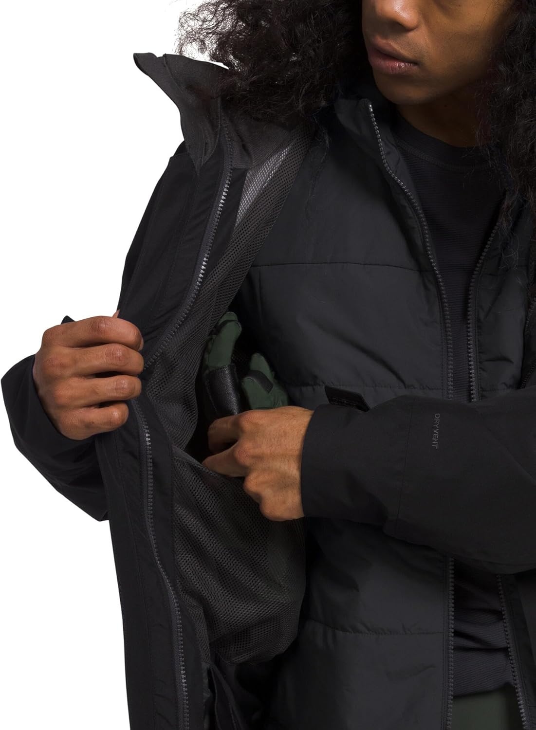 image:imageTHE NORTH FACE Mens Clement Triclimate Jacket Heatseeker Insulation amp Water Repellent Finish Helmet Compatible HoodTnf BlackAsphalt Greynpf