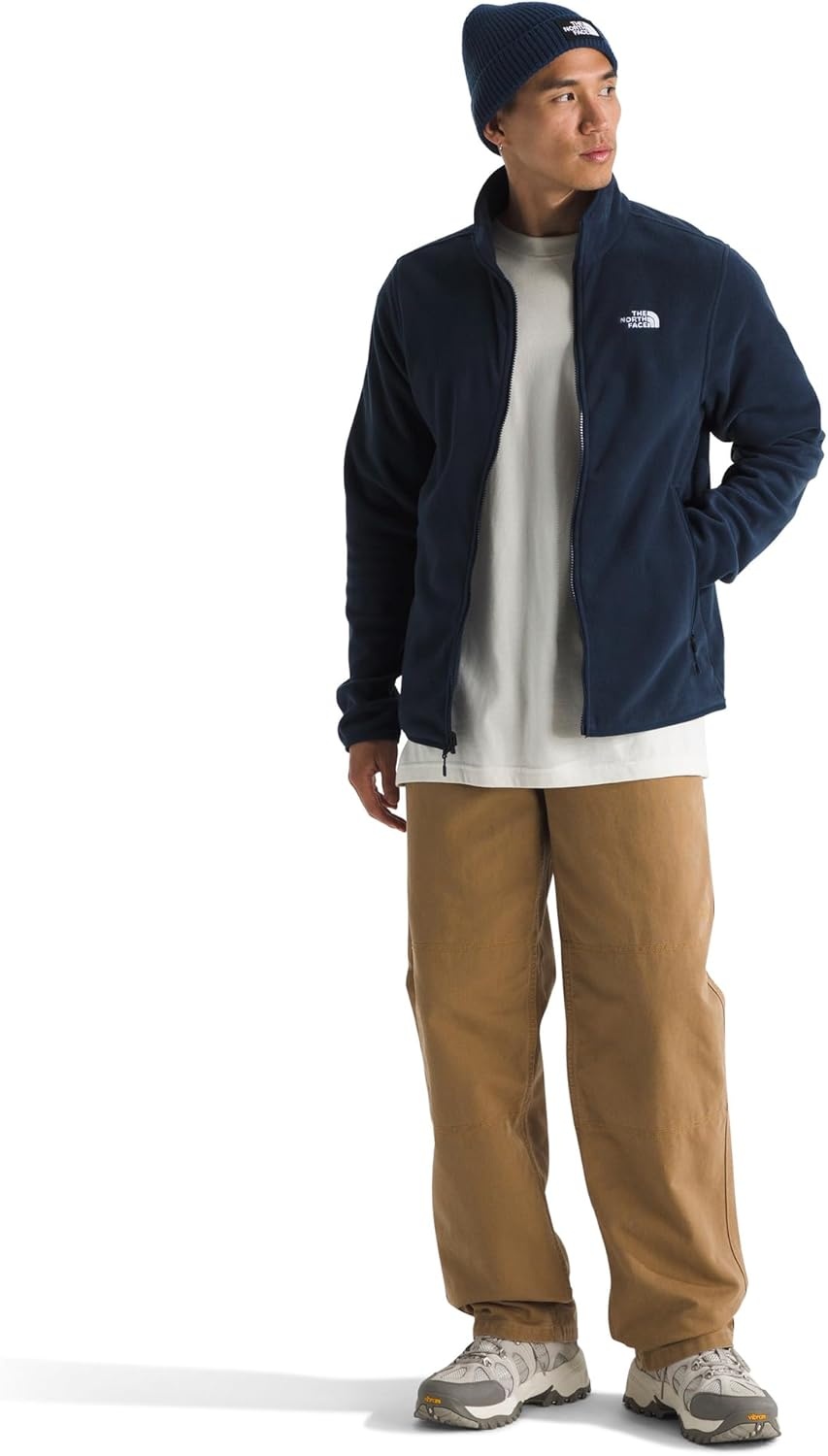 image:imageTHE NORTH FACE Mens Glacier Fleece Jacket Zippered Hand Pockets amp Stretch Binding on the Collar Cuffs amp HemSummit Navy
