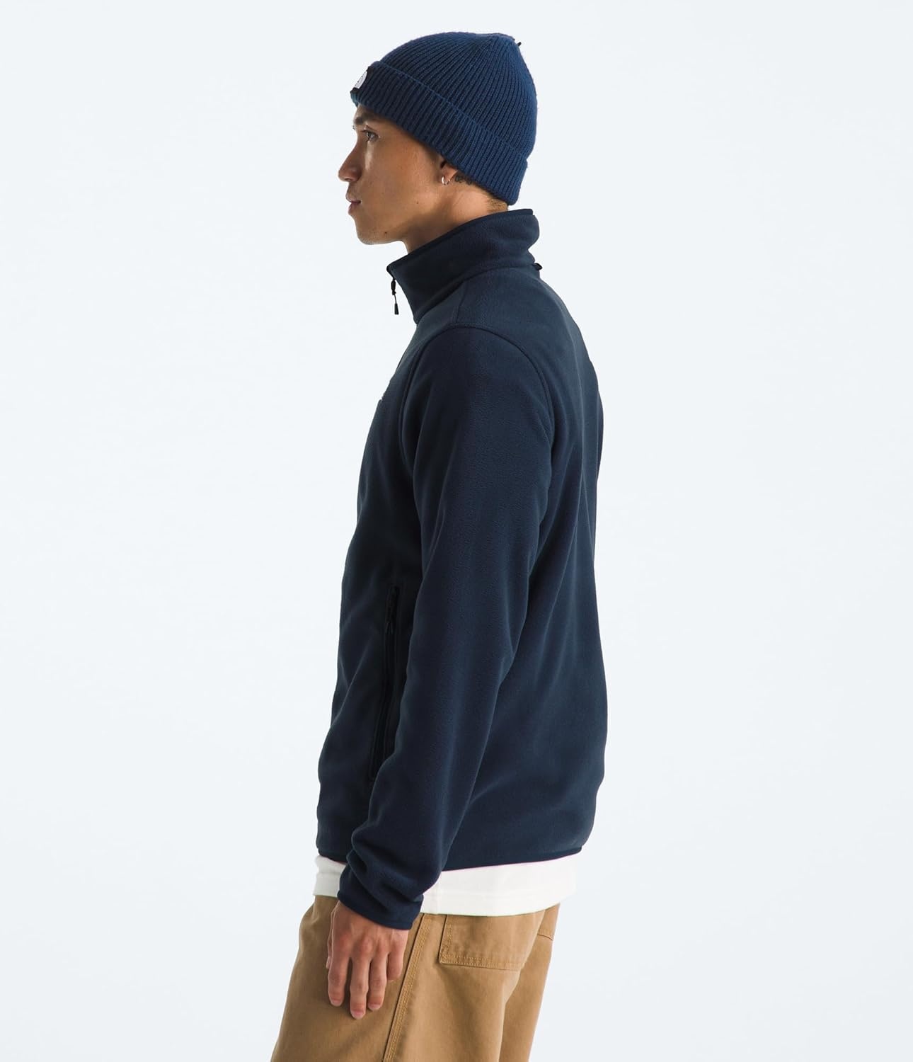 image:imageTHE NORTH FACE Mens Glacier Fleece Jacket Zippered Hand Pockets amp Stretch Binding on the Collar Cuffs amp HemSummit Navy