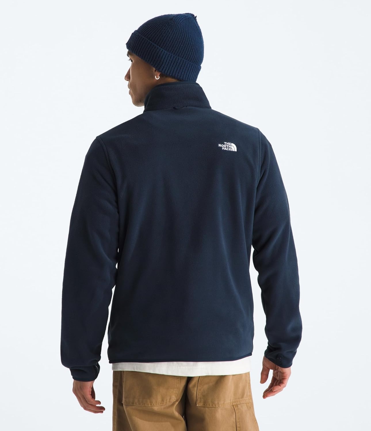 image:imageTHE NORTH FACE Mens Glacier Fleece Jacket Zippered Hand Pockets amp Stretch Binding on the Collar Cuffs amp HemSummit Navy