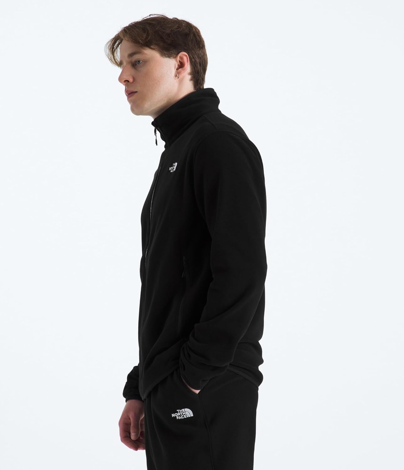 image:imageTHE NORTH FACE Mens Glacier Fleece Jacket Zippered Hand Pockets amp Stretch Binding on the Collar Cuffs amp HemTnf Black