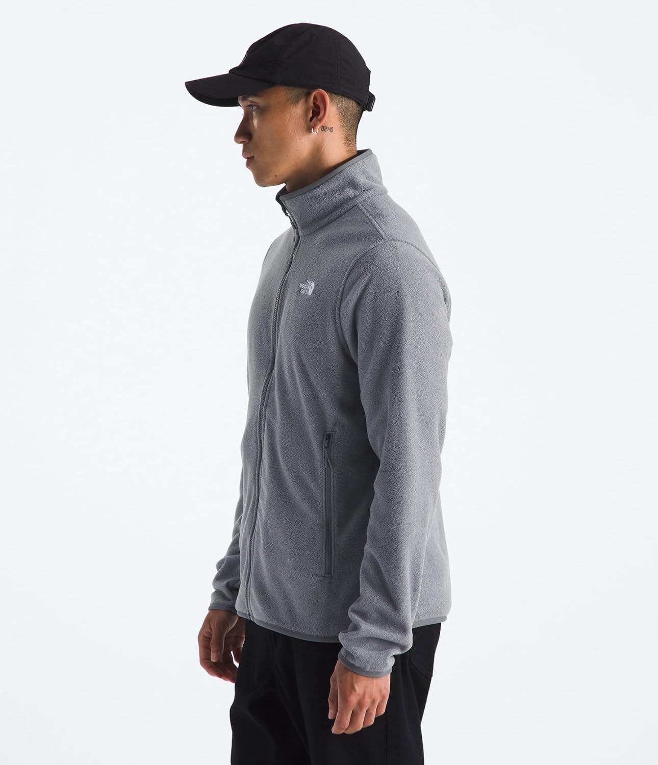 image:imageTHE NORTH FACE Mens Glacier Fleece Jacket Zippered Hand Pockets amp Stretch Binding on the Collar Cuffs amp HemTnf Mid Grey Heather