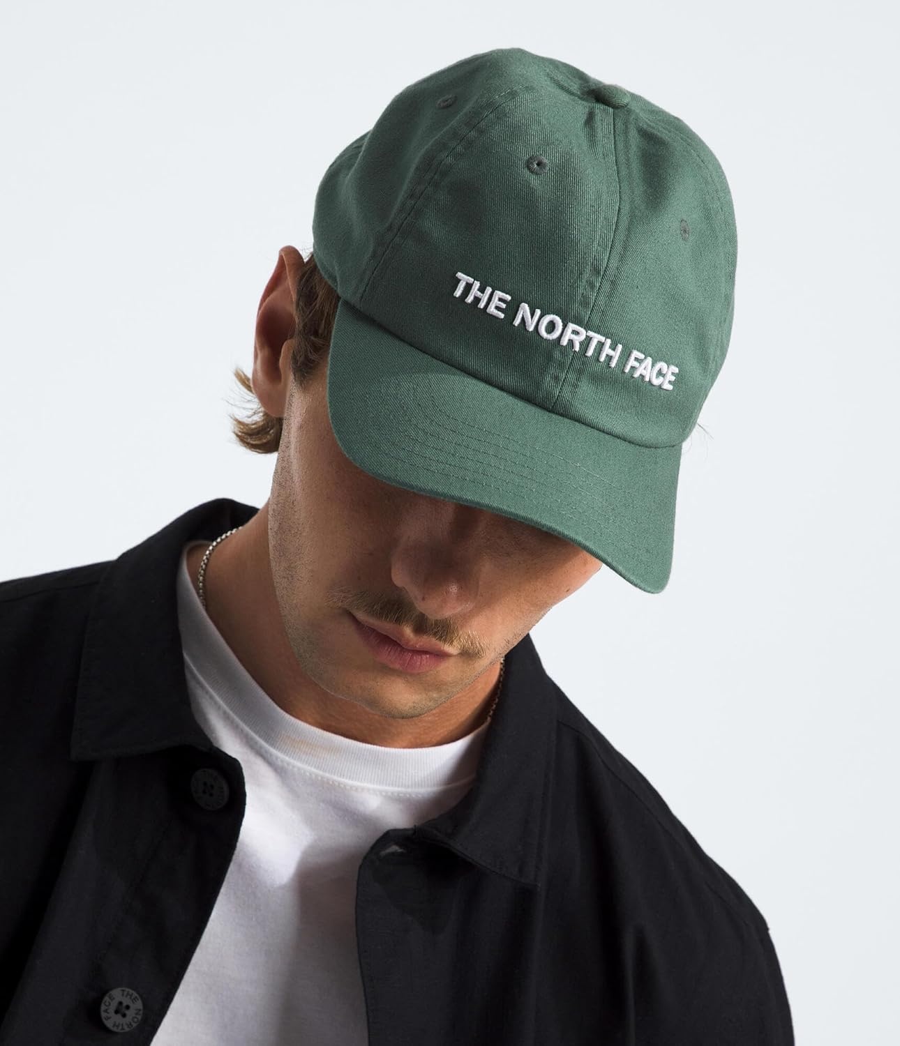 image:imageTHE NORTH FACE Roomy Norm Hat Classic Fit Ball Cap for Men amp Women Embroidered Logo Adjustable Strap amp Silver BuckleDuck GreenWashedTnf White