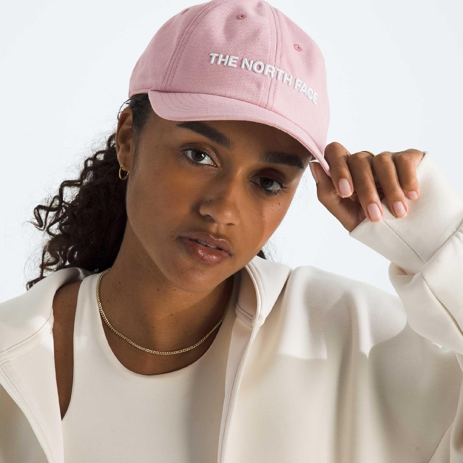 image:imageTHE NORTH FACE Roomy Norm Hat Classic Fit Ball Cap for Men amp Women Embroidered Logo Adjustable Strap amp Silver BuckleMetal PinkHorizontal Logo