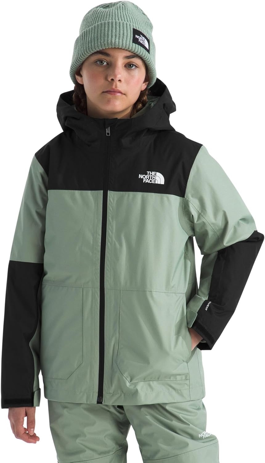 image:imageTHE NORTH FACE Teen Freedom Triclimate Jacket Heatseeker Insulation amp Water Repellent Helmet Compatible Hood Goggle WipeSlate Moss