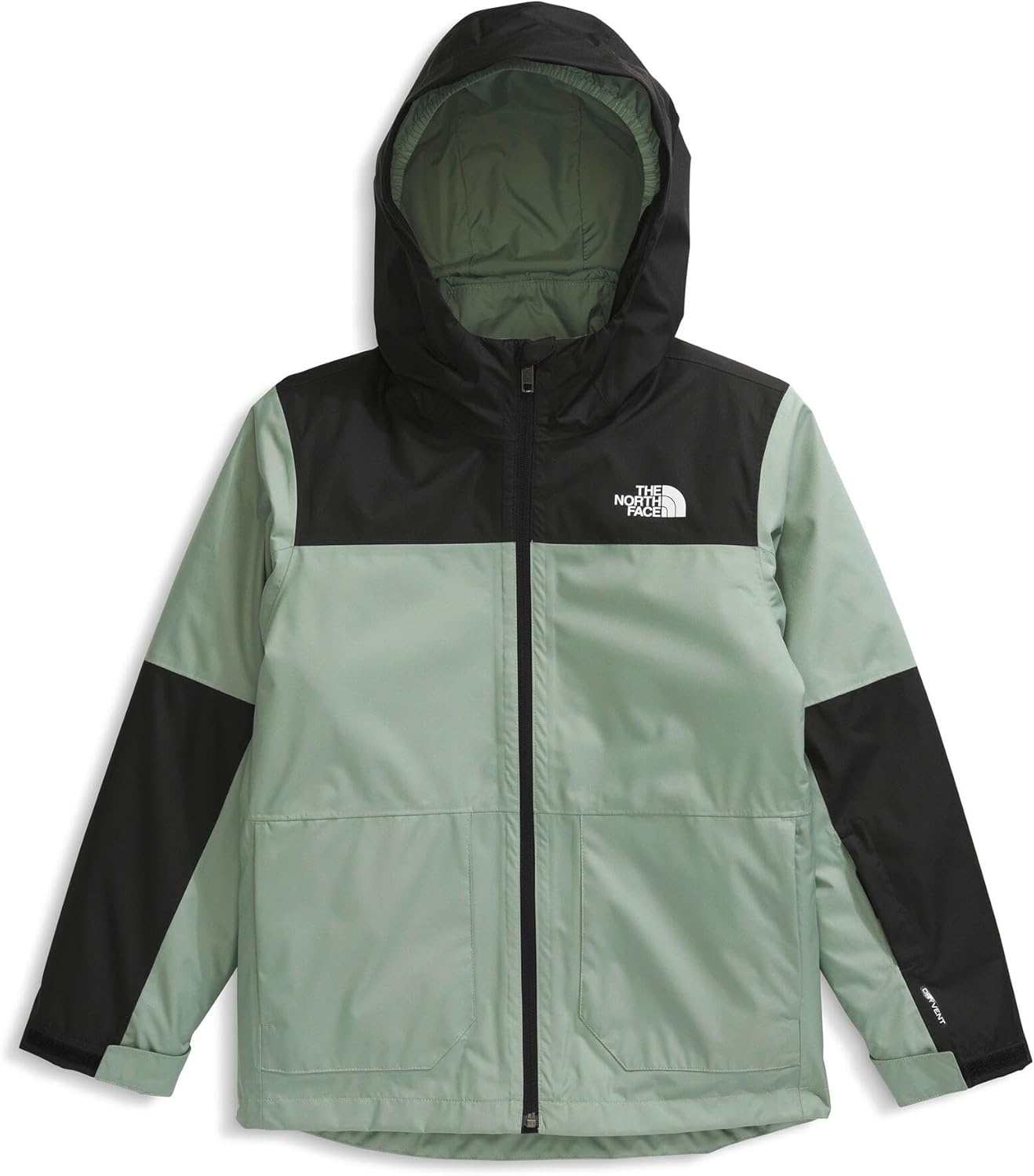 image:imageTHE NORTH FACE Teen Freedom Triclimate Jacket Heatseeker Insulation amp Water Repellent Helmet Compatible Hood Goggle WipeSlate Moss