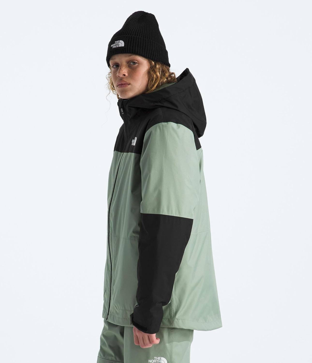 image:imageTHE NORTH FACE Teen Freedom Triclimate Jacket Heatseeker Insulation amp Water Repellent Helmet Compatible Hood Goggle WipeSlate Moss