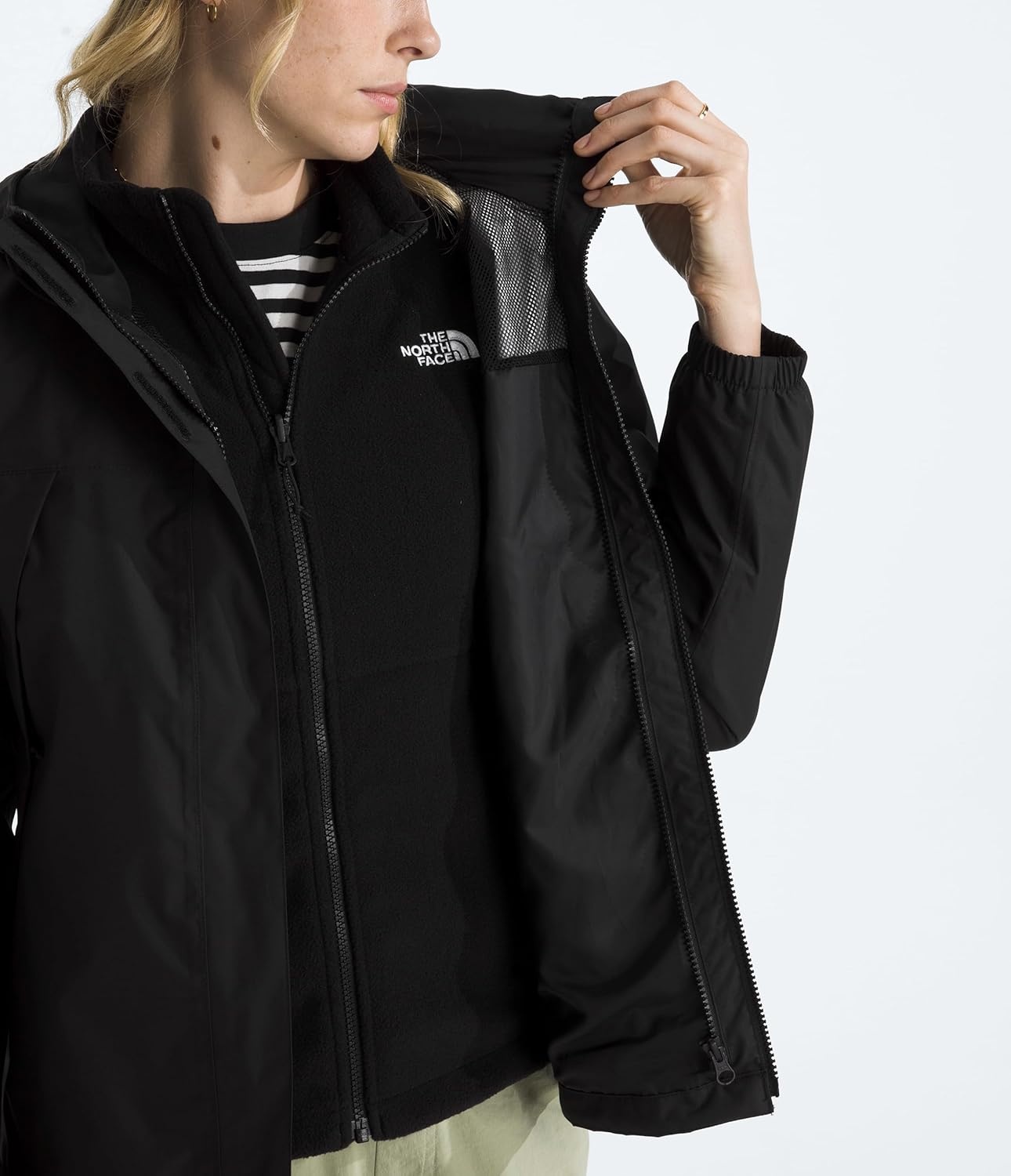 image:imageTHE NORTH FACE Womens Antora Triclimate Jacket Waterproof Shell Warm Inner Fleece Layer Adjustable Hood With DrawcordTnf Black