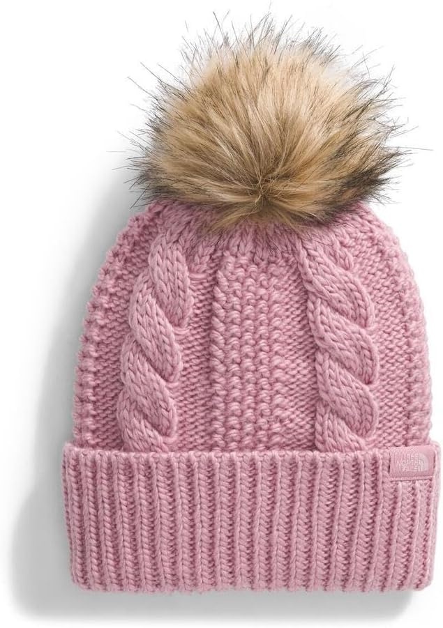 image:imageTHE NORTH FACE Womens Oh Mega Fur Pom Beanie Deep Fit Cuffed Winter Hat With Oversized Fauxfur Pom amp Cable DetailingMauve