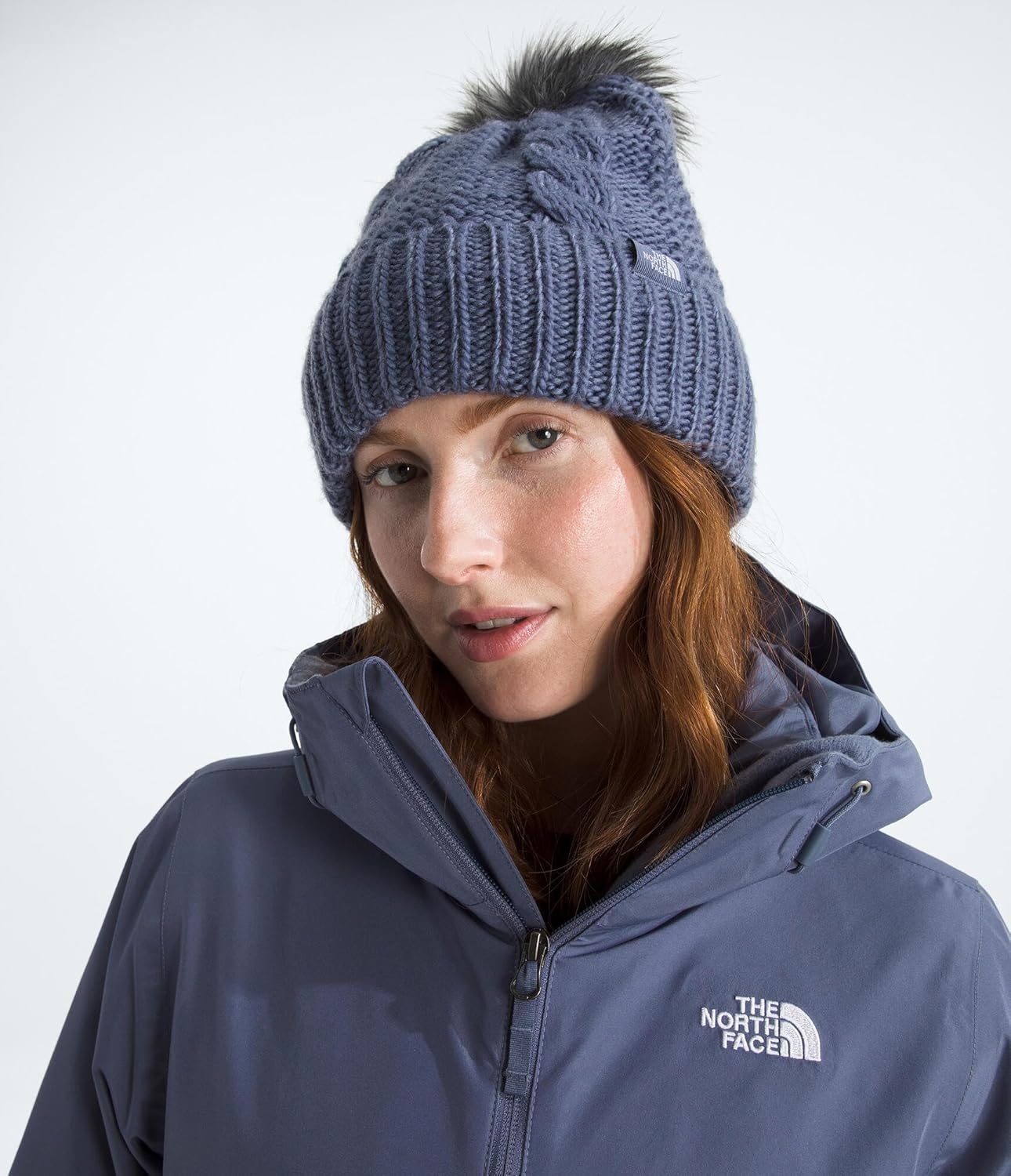 image:imageTHE NORTH FACE Womens Oh Mega Fur Pom Beanie Deep Fit Cuffed Winter Hat With Oversized Fauxfur Pom amp Cable DetailingTwilight Galaxy