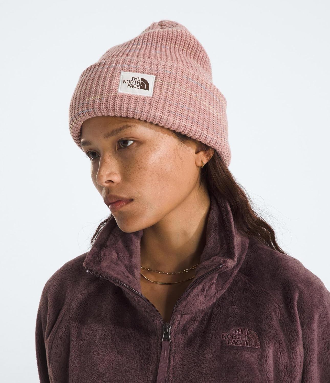 image:imageTHE NORTH FACE Womens Salty Bae Lined Beanie Cuffed Winter Hat Cozy Knit Lining amp Woven LabelMars Dust