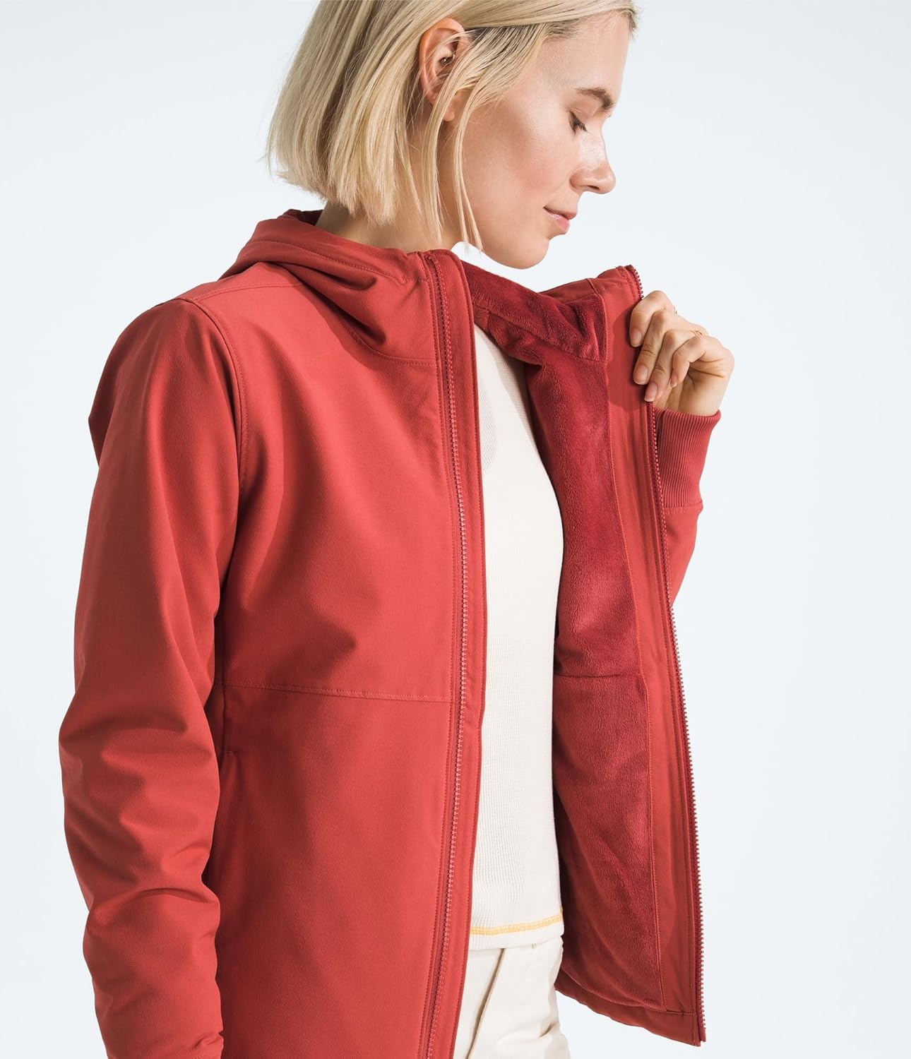 image:imageTHE NORTH FACE Womens Shelbe Raschel Fleece Hooded Jacket Standard amp Plus Size Fleece Lining Wind amp Water ResistantMars Dust