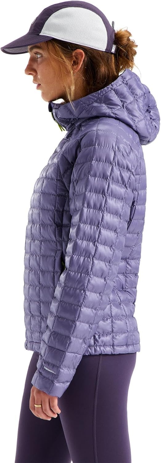 image:imageTHE NORTH FACE Womens Thermoball Hooded Jacket High Loft Insulation Wind amp Water Resistant Adjustable Hood amp Zip PocketsGrounded Plum