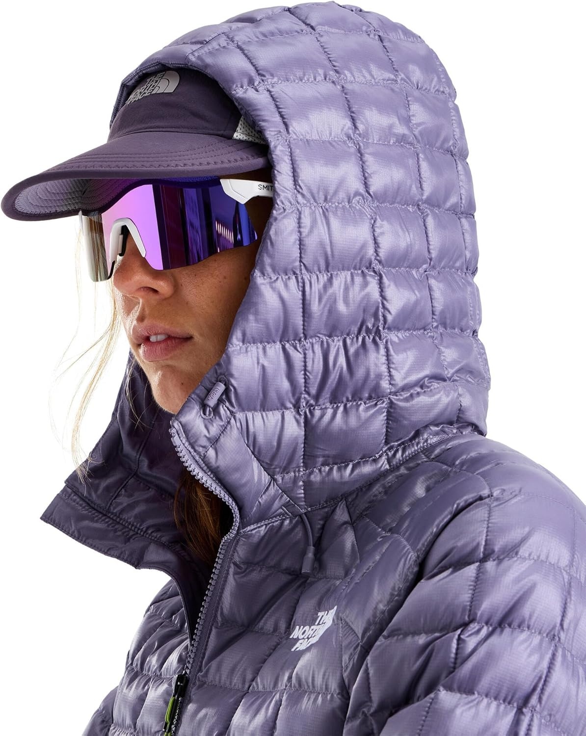 image:imageTHE NORTH FACE Womens Thermoball Hooded Jacket High Loft Insulation Wind amp Water Resistant Adjustable Hood amp Zip PocketsGrounded Plum