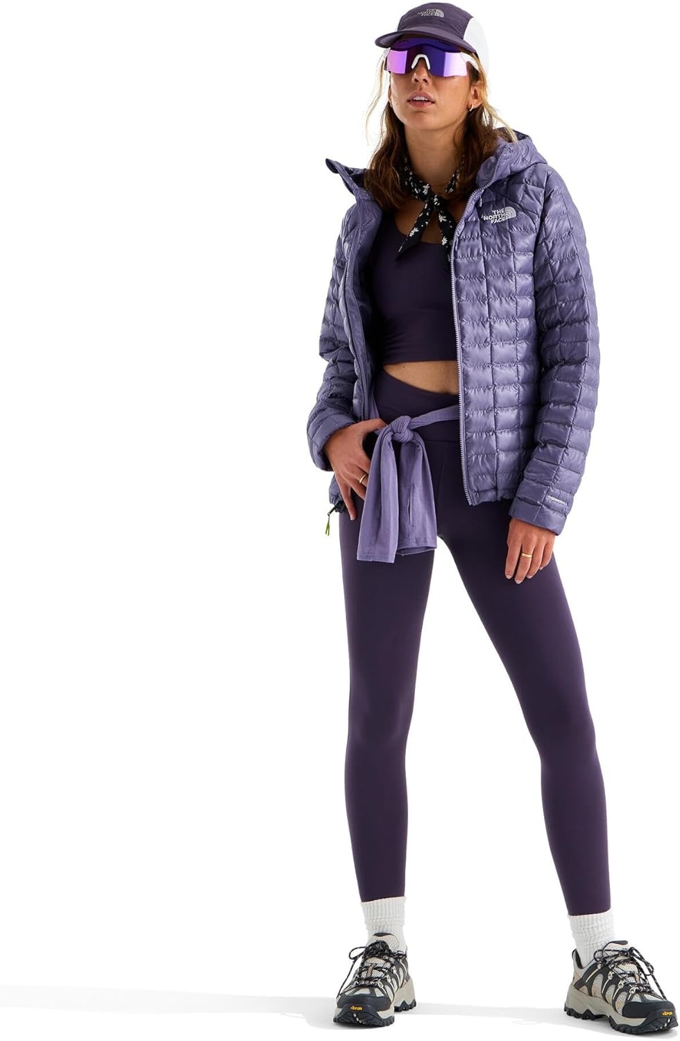 image:imageTHE NORTH FACE Womens Thermoball Hooded Jacket High Loft Insulation Wind amp Water Resistant Adjustable Hood amp Zip PocketsGrounded Plum