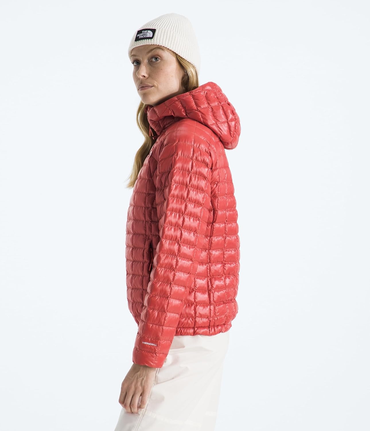 image:imageTHE NORTH FACE Womens Thermoball Hooded Jacket High Loft Insulation Wind amp Water Resistant Adjustable Hood amp Zip PocketsMars Dust