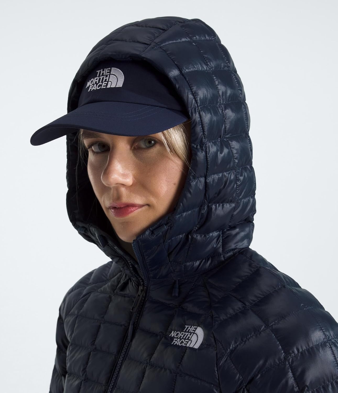 image:imageTHE NORTH FACE Womens Thermoball Hooded Jacket High Loft Insulation Wind amp Water Resistant Adjustable Hood amp Zip PocketsSummit Navy