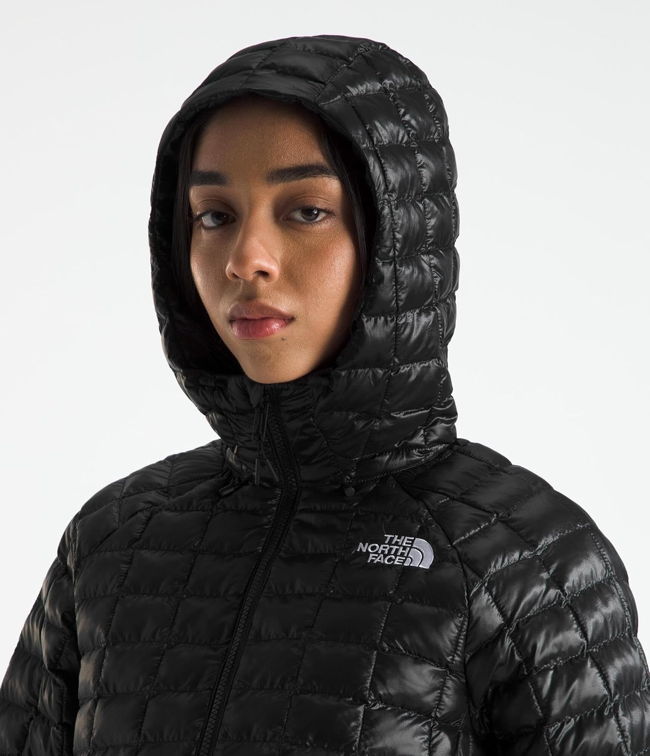 image:imageTHE NORTH FACE Womens Thermoball Hooded Jacket High Loft Insulation Wind amp Water Resistant Adjustable Hood amp Zip PocketsTnf Black
