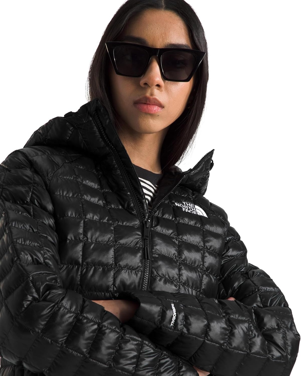 image:imageTHE NORTH FACE Womens Thermoball Hooded Jacket High Loft Insulation Wind amp Water Resistant Adjustable Hood amp Zip PocketsTnf Black