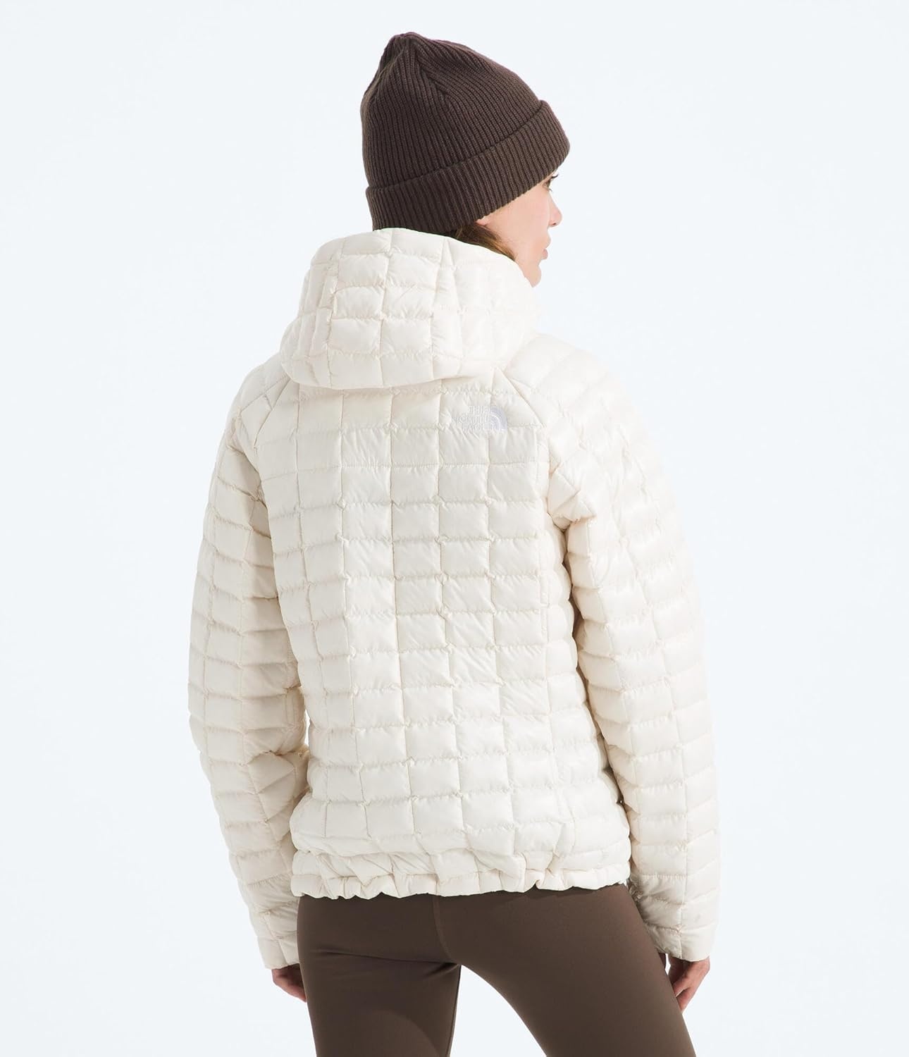 image:imageTHE NORTH FACE Womens Thermoball Hooded Jacket High Loft Insulation Wind amp Water Resistant Adjustable Hood amp Zip PocketsWhite Dune